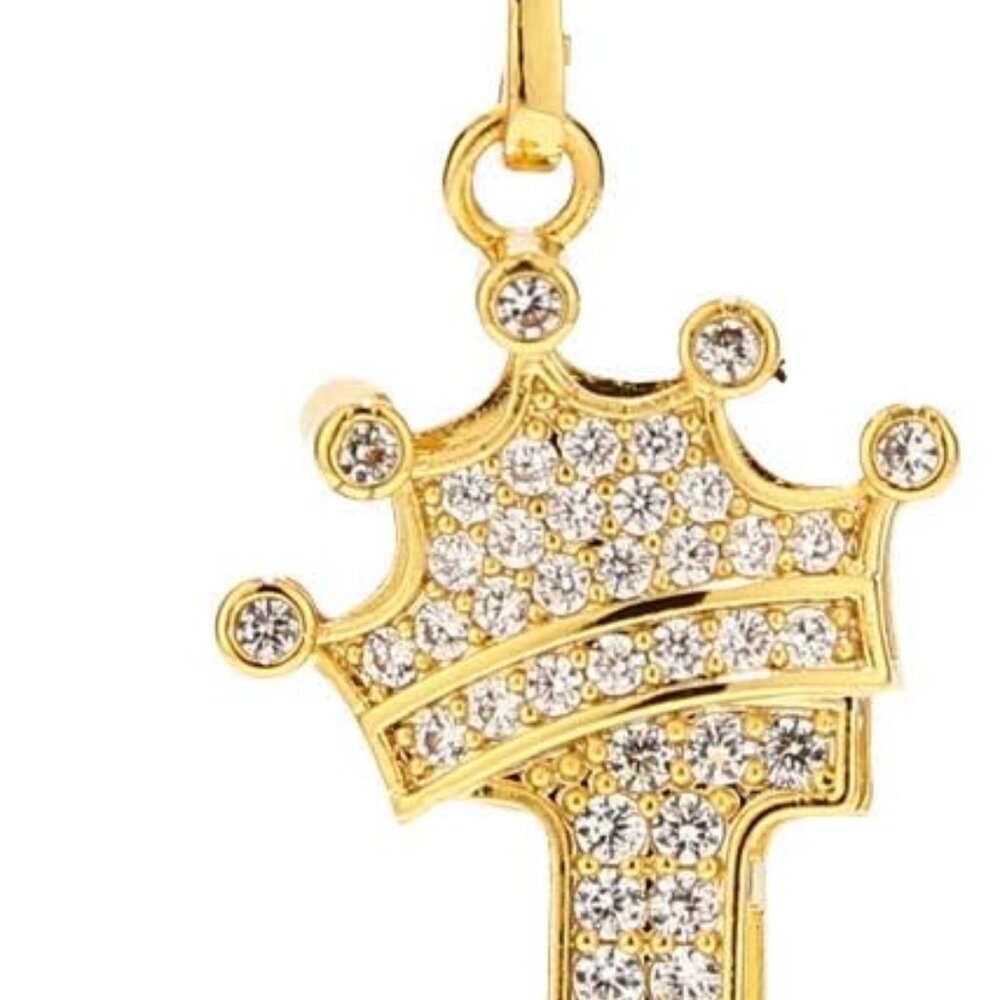 A-Z Letters Necklace Crown Necklace For Men Women 18k Gold Plated Letters Pendan